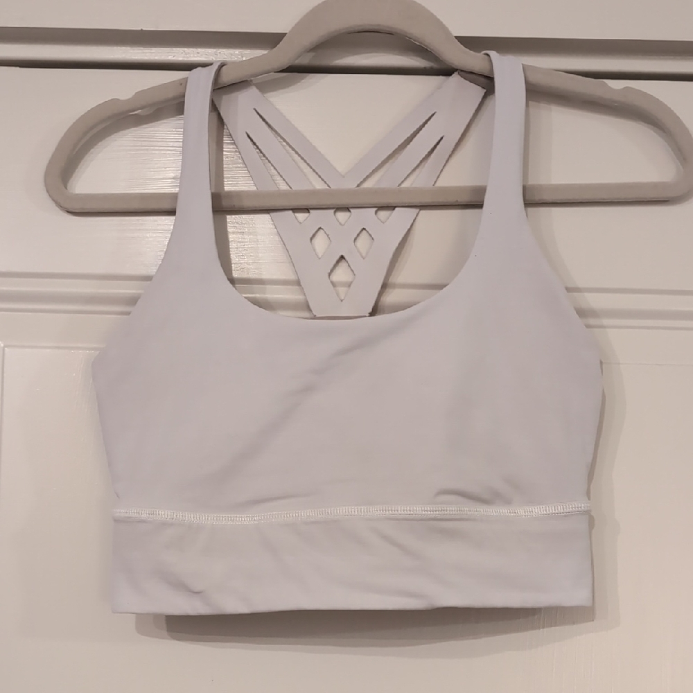 Lululemon White Sports Bra Moisture-Wicking Racerback